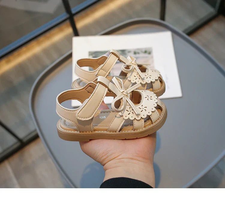 Summer Baby Girls Sandals Cut-Outs Lace Princess Shoes Children Sandals Anti Slip Soft Sole Toddler Kids Beach Shoes Size 21-30