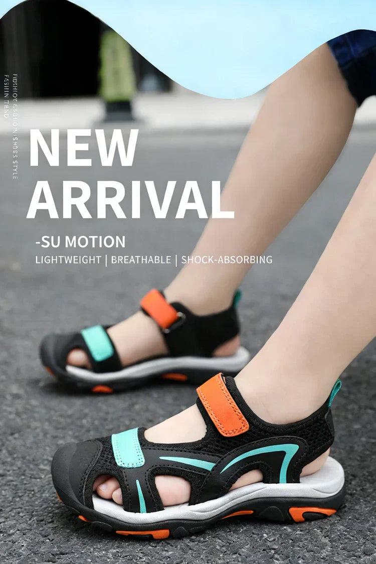Summer Beach Water Children Sandals Fashion Shoes Outdoor Non-slip Soft Bottom Shading Leather Boys Comfortable Walking Sandials