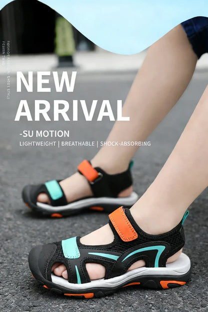 Summer Beach Water Children Sandals Fashion Shoes Outdoor Non-slip Soft Bottom Shading Leather Boys Comfortable Walking Sandials