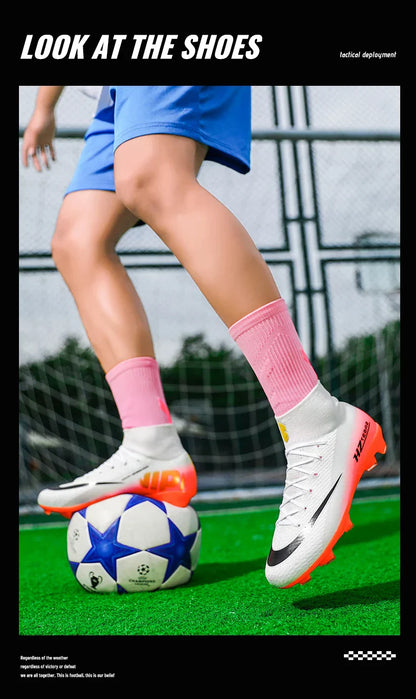 New Men Soccer Shoes Breathable Cleats Adult Outdoor Sport Football Boots Training Boys Long Spikes Non Slip Match Comfortable