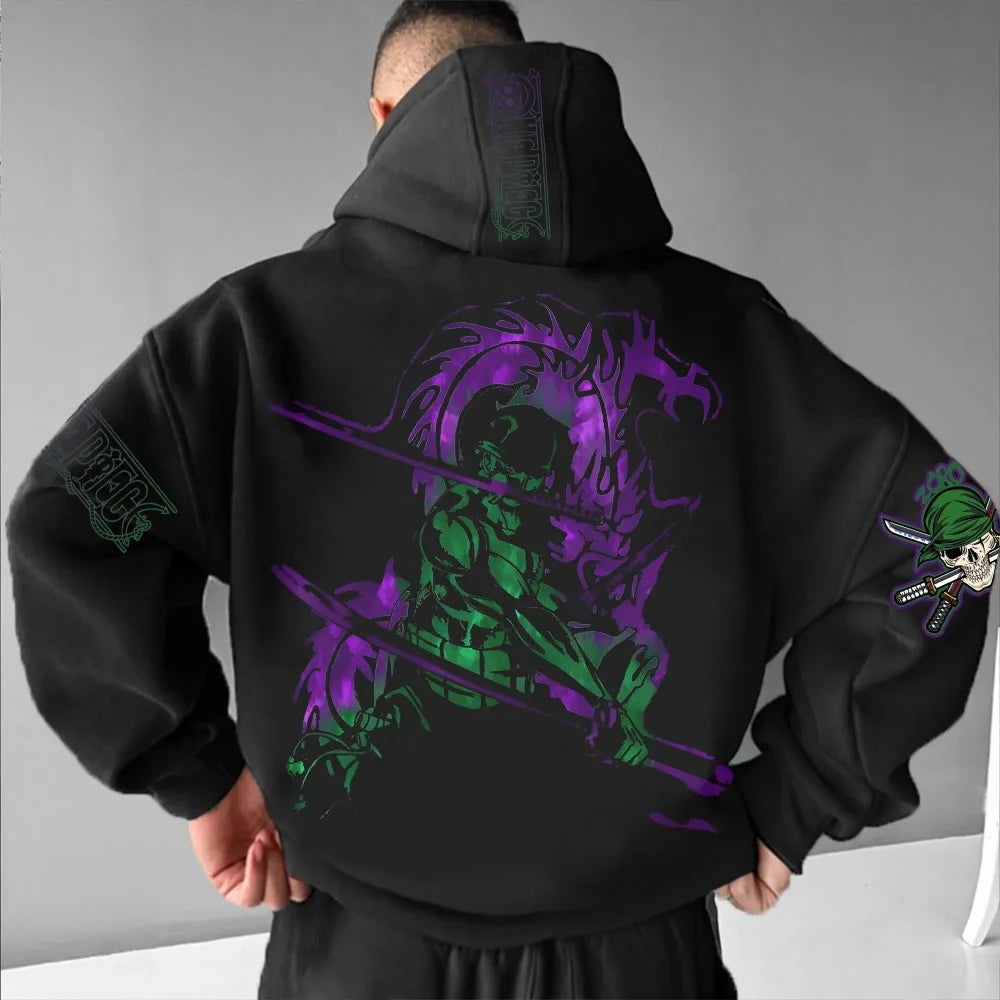 ONE PIECE Men's Hoodie Sweater Roronoa Zoro Japan Anime Summer Autumn Boys Children's Long Sleeve Fashion Parent-Child Wear