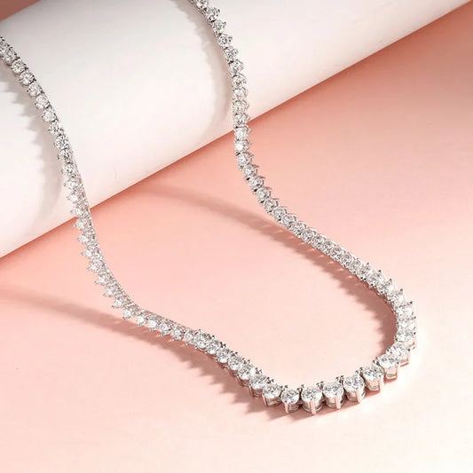 Full Diamond Gradient Zircon or Moissanite Tennis Necklace for Women Man Luxury Party Jewelry 925 Sterling Silver Chain