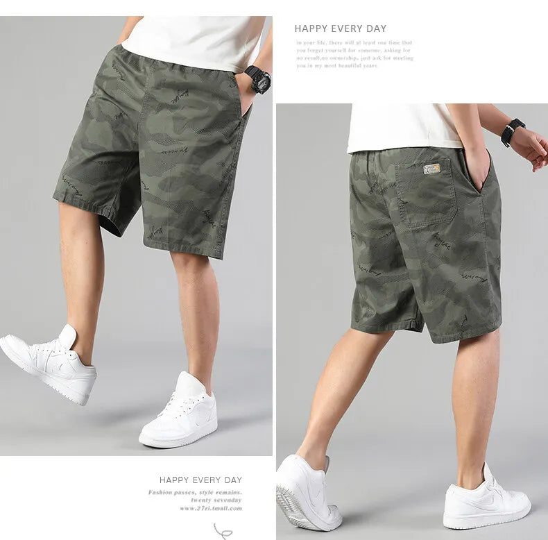 Men's Sweat Shorts Relaxed Fit Mens Cargo Shorts Casual Camo Shorts Drawstring Cotton Shorts Stretch Elastic Waist
