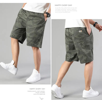 Men's Sweat Shorts Relaxed Fit Mens Cargo Shorts Casual Camo Shorts Drawstring Cotton Shorts Stretch Elastic Waist