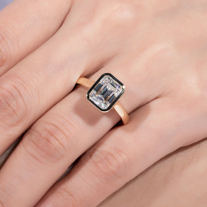 3ct Emerald Cut D Color Moissanite Engagement Ring Yellow Color 925 Sterling Silver Rings For Women Jewelry Wholesale