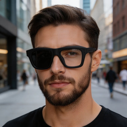 2026 New European and American Fashion Square Frame Photochromic Sunglasses for Men, Retro and Unique Outdoor Driving Sunglasses