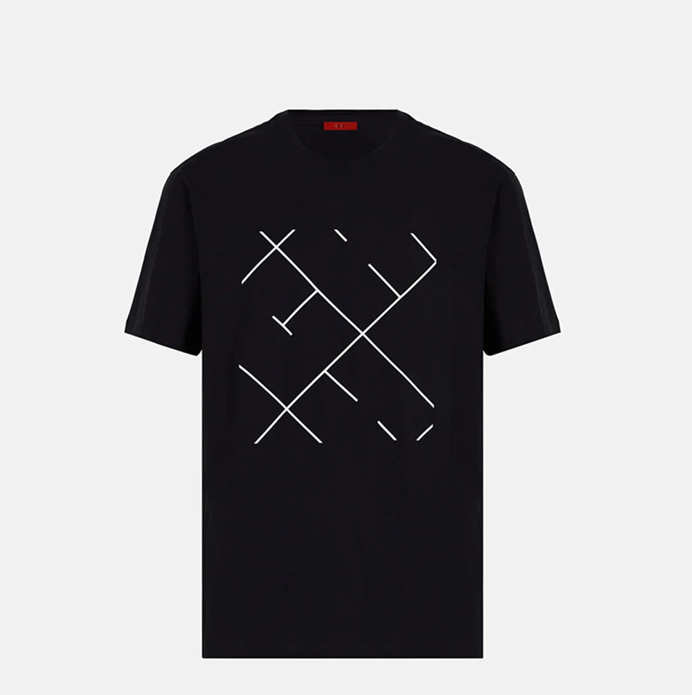Men's Short Sleeves New Fashion Commuter Versatile Men's Classic Top Pure Cotton Round Neck Letter Design Men's Short Sleeves