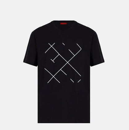 Men's Short Sleeves New Fashion Commuter Versatile Men's Classic Top Pure Cotton Round Neck Letter Design Men's Short Sleeves