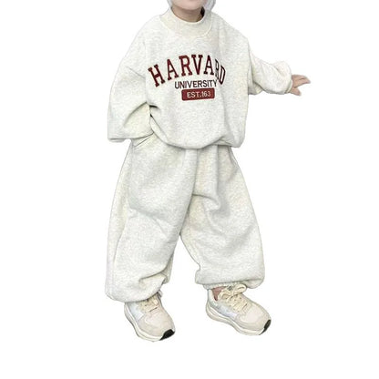 Children Clothing Sweatshirt Sets Autumn Baby Boys Girls Fashion Simple Letter Print Pullover Top+Pants 2PCS Suit Kids Tracksuit