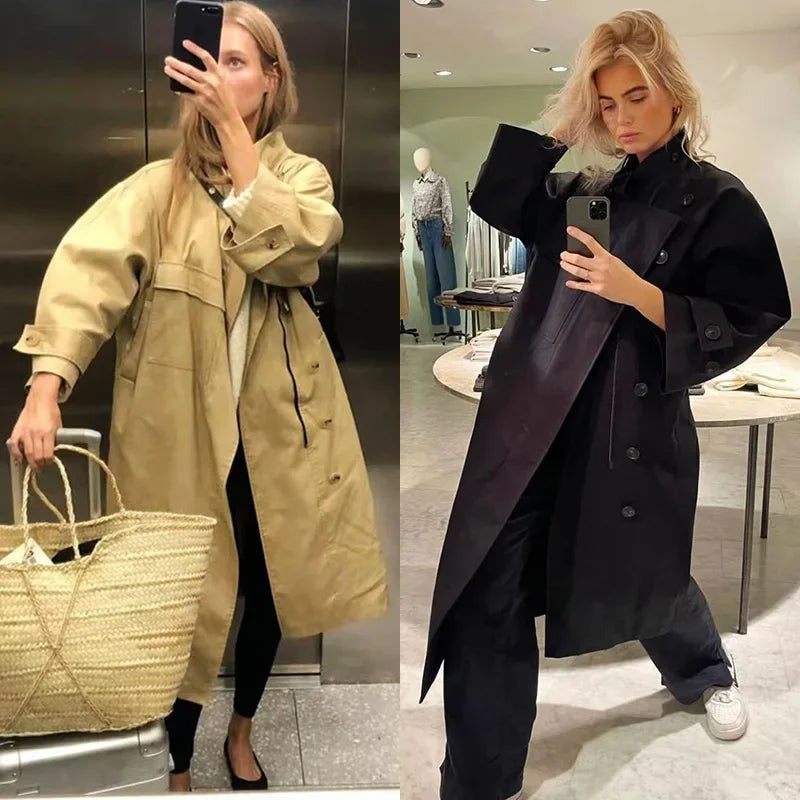 long blazer jacket women khaki Single Breasted Long Sleeve lapel collar warm Spring Autumn Lady Blazer