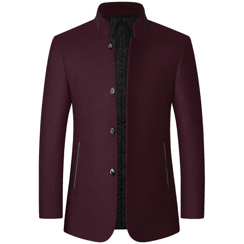 New Spring Men Cashmere Blazers Suits Jackets Stand-up Collar Business Casual Suits Coats Male Slim Fit Blazers Jackets Coats 4X