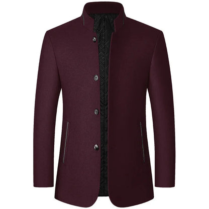 New Spring Men Cashmere Blazers Suits Jackets Stand-up Collar Business Casual Suits Coats Male Slim Fit Blazers Jackets Coats 4X