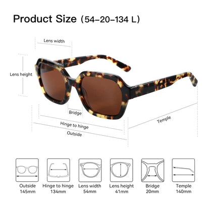 Retro Polarized Hexagon Sunglasses for Women Classic Vintage Square Sun Glasses Acetate Shades UV400 Protection