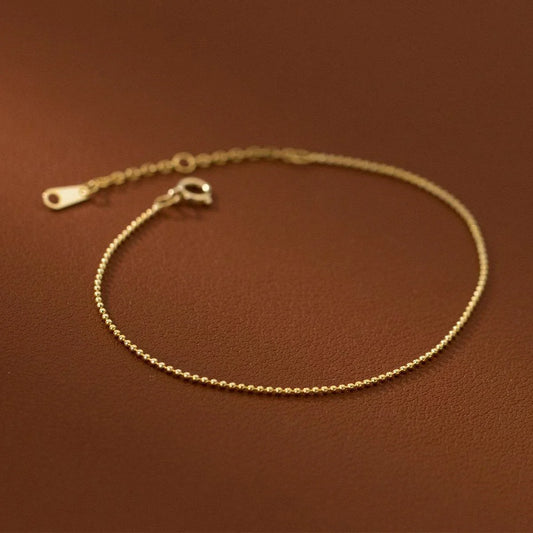 Bracelets Fashion Perles Simples Dorées en Argent Sterling 925 Exquis pour Femmes Accessoires de Bijoux Fins