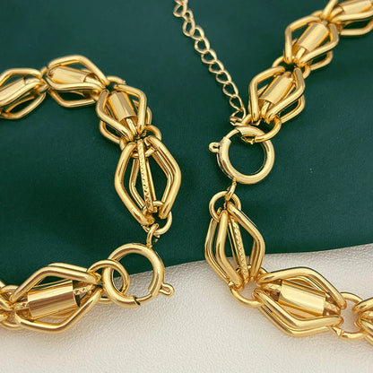 Dubai Nigeria Jewelry Set For Women Classic Design Beads Necklace Earrings Ring Bracelet 18K Gold Plated 4Pcs Set Jewelry