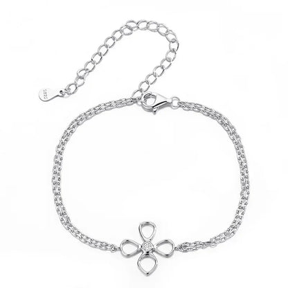 Flower Adjustable All Moissanite Bracelets for Women Girls Gift Dainty Jewelry Lab Diamond Chain Pure S925 Silver Bangle