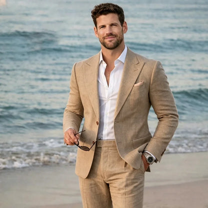 Linen Summer Suit Separates for Men 2 Pieces Wedding Groom Tuxedo Custom Blazer with Pants for Beach Destination Party 2026