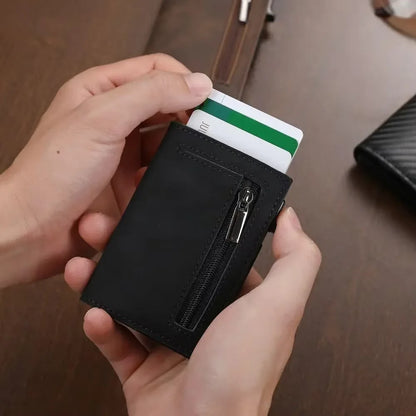 Porte-cartes de crédit bloquant le RFID, portefeuille homme de luxe, Pop Up, fin et minimaliste, étui porte-cartes bancaires noir pour hommes
