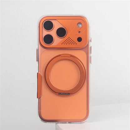 Mecha-style 360° Rotating Magnetic Bracket Case For iPhone 17Pro 17 17 Pro Max For Magsafe Clear Shockproof Stand Holder Cover