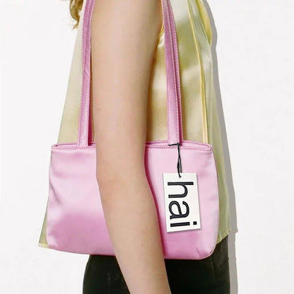 2026 Luxury Shoulder Bags Silk Women's Handbag Square Underarm Bag Ins Famous Brand Commuter Bag Contrasting Color Macaron Totes
