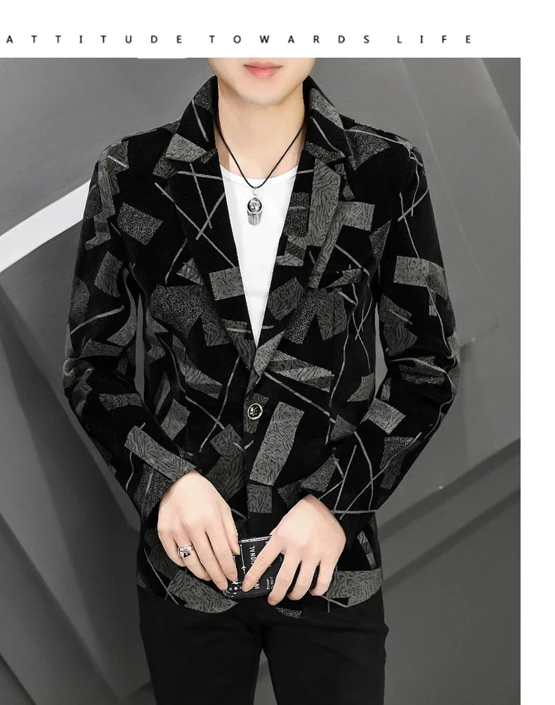 Blazer New Men's Fashion Business Corduroy Gentleman Fit Shopping Outdoor Performance Wedding Banquet Casual Blazer