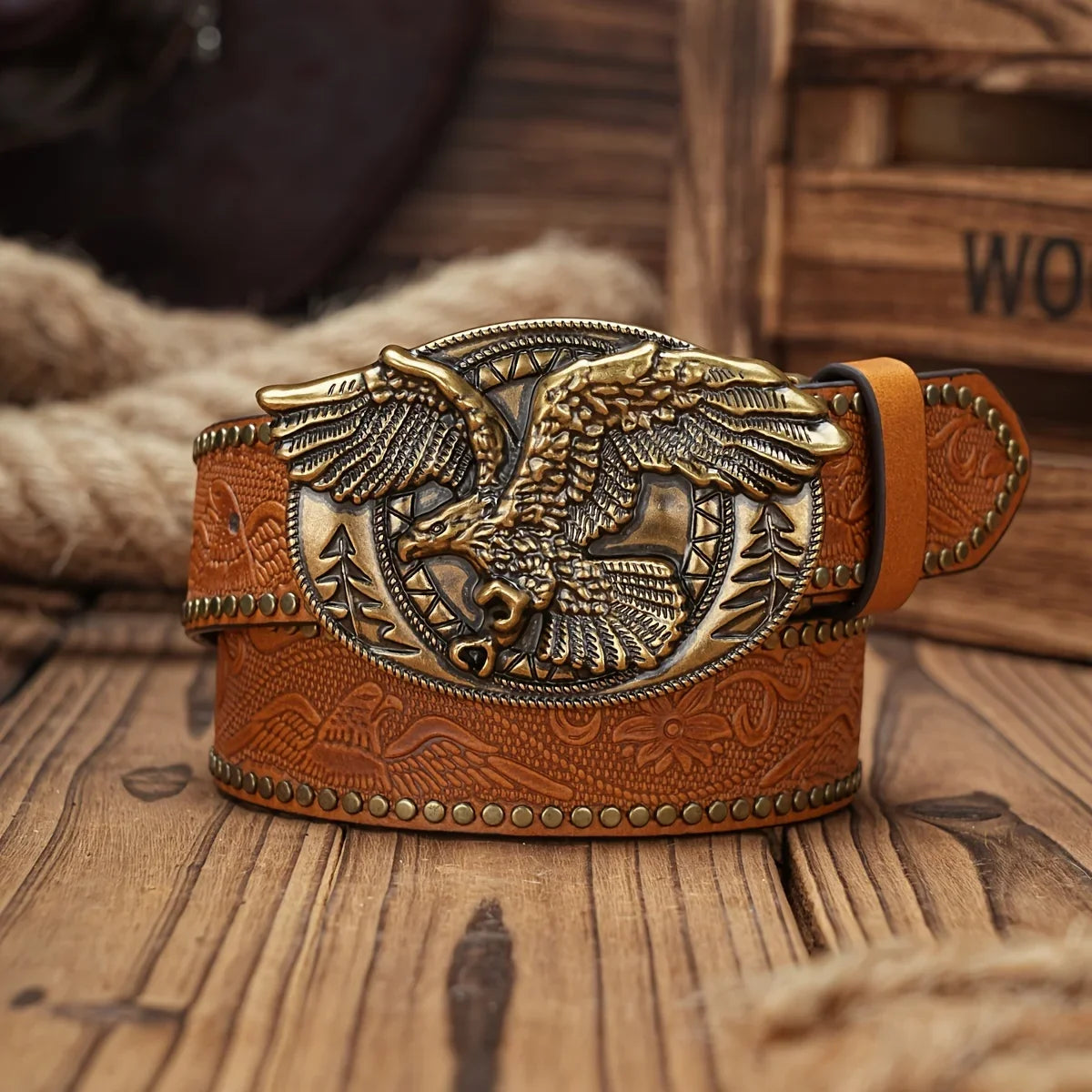 Men - Women - Western Denim - PU Leather - Belt - Vintage Jeans with Needle Buckle Brown Belt