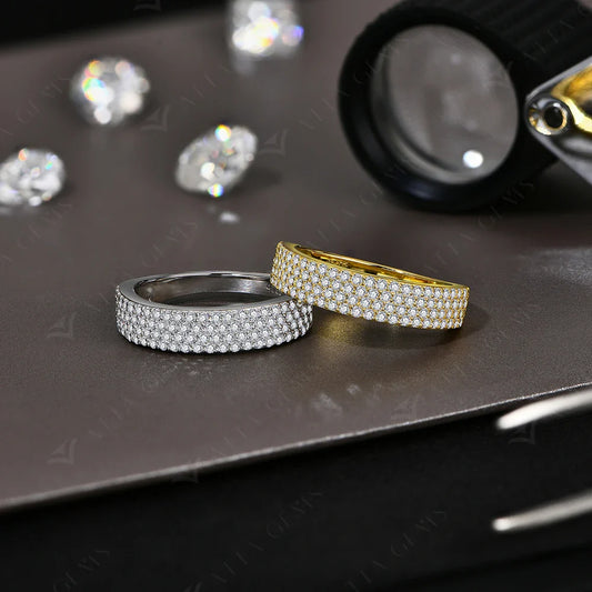Nouvelles Bagues Moissanite Couleur D VVS1 en Argent S925 Plaqué Or 18 carats, Demi-alliance Simple Cadeaux de Mariage et de Fiançailles pour Femmes et Hommes