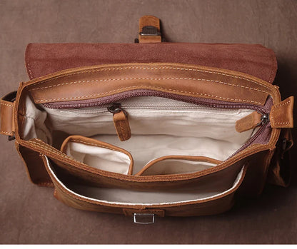 Luxury Brand Genuine Leather Shoulder Bag Men Crazy Horse Cowhide Messenger Bag Women Retro Crossbody Bag Trend Satchel Bag