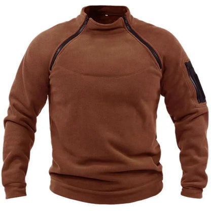 Mens Tactical Pullover Casual Military Sweatshirt Fleece Jacket Standing Collar Pullover Solid Color Sweater Windproof Clothes