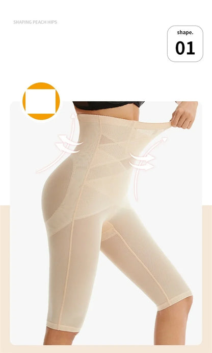 Knee Length Mesh Thigh Slim Shapewear Short Butt Lifting Shorts High Waist Control Panties Breathable Body Shaper Summer