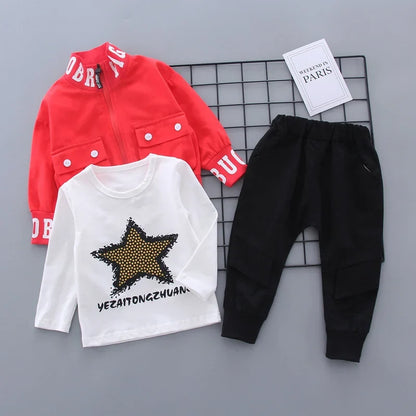 New Spring Autumn Baby Boys Clothes Children Girls Sport Jacket T-Shirt Pants 3Pcs/Sets Toddler Fashion Costume Kids Tracksuits