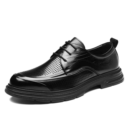 2026 New Men's Breathable Hollow Out Leather Oxford Shoes Formal Business Dress Shoes for Man Summer Autumn Platform Shoe Male