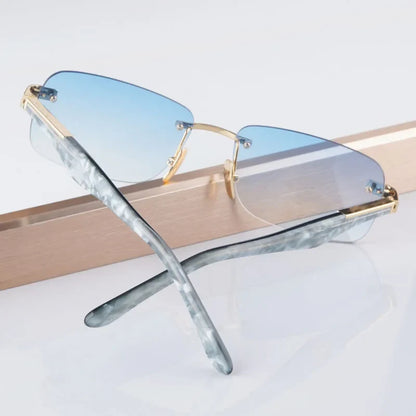 Luxury THE ARTIST I Rimless Sunglasses Alloy Acetate Designer Brand Fashion Design Irregular Square UV400 High Quality Men Women