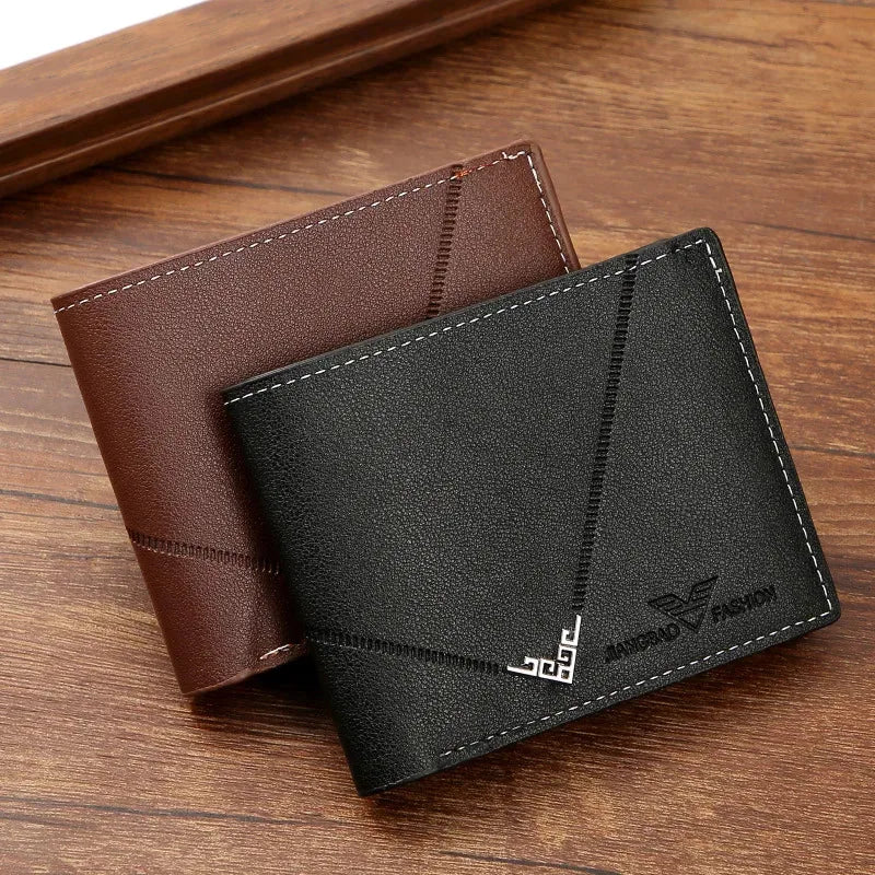 Portefeuille en cuir fin pour homme, blocage RFID, pliable, porte-cartes de crédit minimaliste, pince à billets