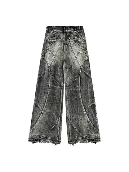 Vintage Y2k Streetwear Punk Hip Hop Jeans Women Pants Grunge Baggy Ripped Denim Trousers Gothic Distressed Wide Leg Jeans Goth