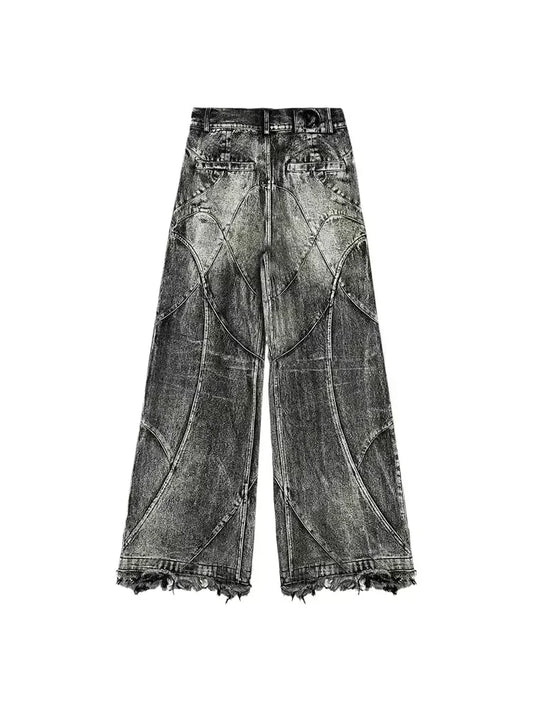 Vintage Y2k Streetwear Punk Hip Hop Jeans Women Pants Grunge Baggy Ripped Denim Trousers Gothic Distressed Wide Leg Jeans Goth