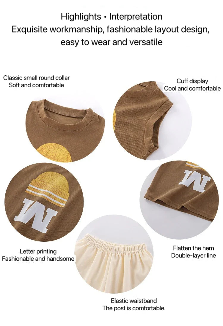 1Set Boys Girls Leisure Set Fashion Cartoon Children Short Sleeve Shorts Sets Summer Kids Clothes Baby Tee+Short Pants Tracksuit