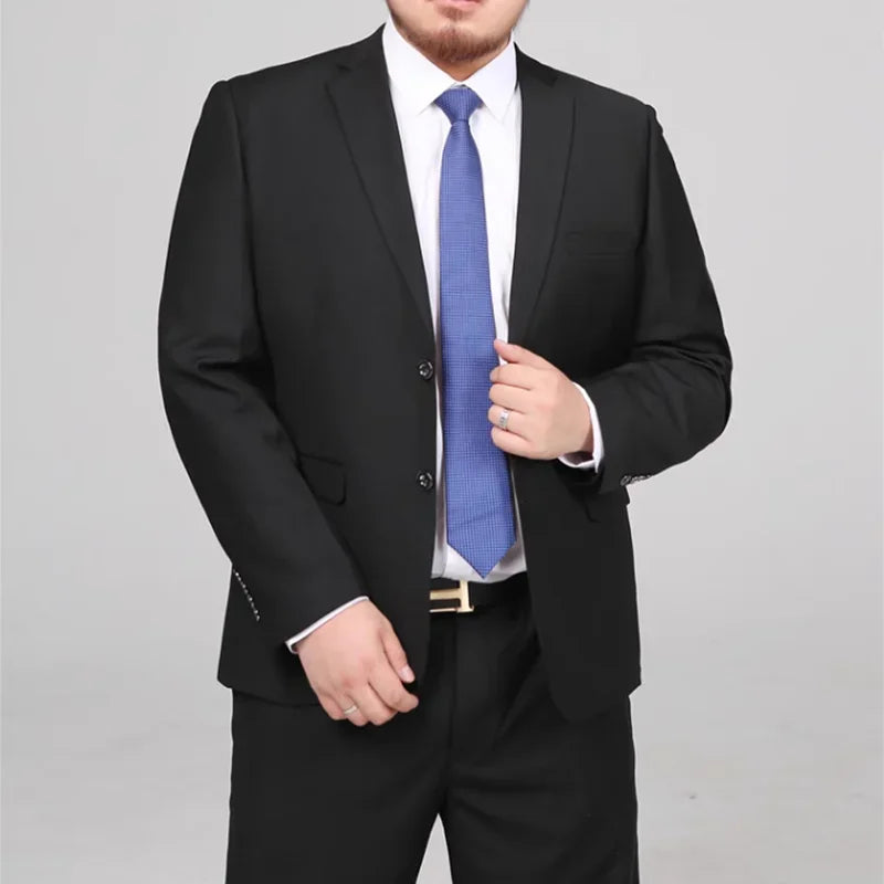 Men's M-10XL Spring New Wedding Fashion Handsome Suit Business Cargo Trousers Plus Size Two Sets Fat Friendly Clothing