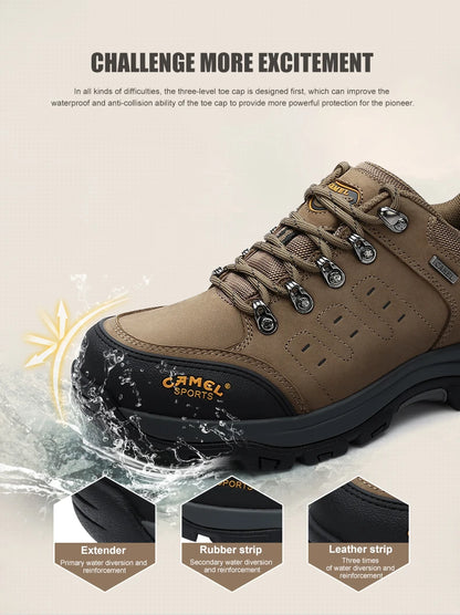 Outdoor Hiking Shoes Waterproof Breathable Leather Tactical Trekking Shoes for Men Male Sneakers Climbing 2025 New