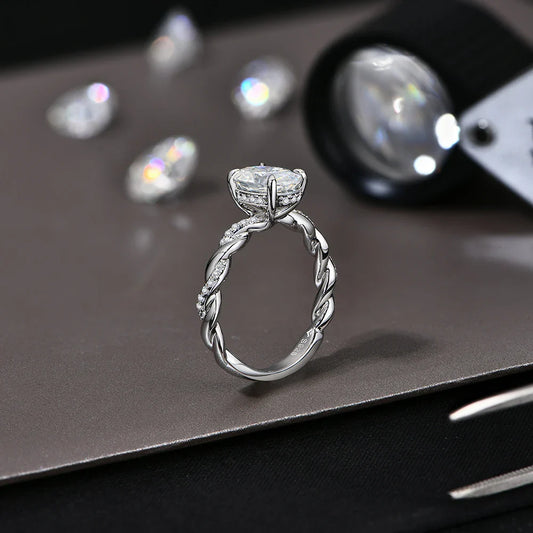Nouvelle bague en moissanite taille ovale 2 carats, argent S925, plaqué or 18 carats, solitaire croisé pour femmes, fiançailles, mariage