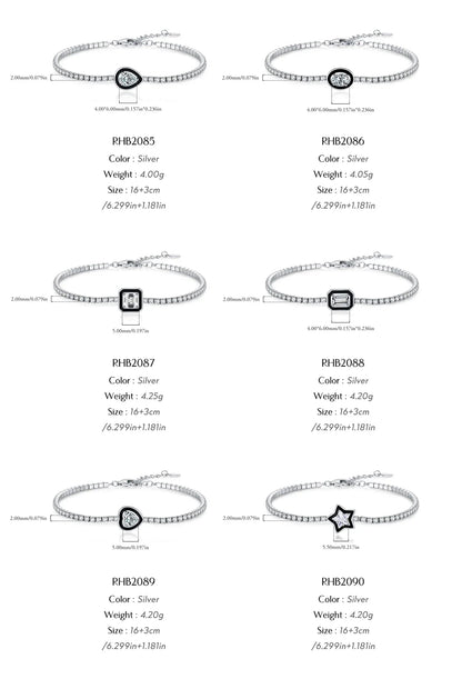 925 Sterling Silver Shinning Stackable Bracelets Stars Geometric Heart Water Drop CZ Tennis Bracelets For Women Jewelry