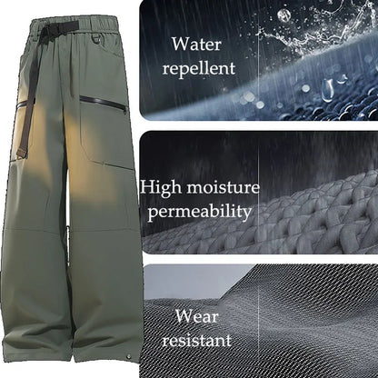 Autumn Hiking Pants Male With Belt Outdoor Waterproof Windproof Camping Trousers Spring Women Wear-Resistant Mountaineering Pant