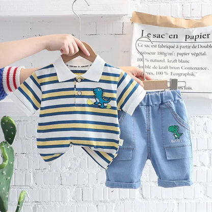 New Summer Baby Girls Clothes Suit Children Boys Striped T-Shirt Shorts 2Pcs/Sets Toddler Casual Cotton Costume Kids Tracksuits