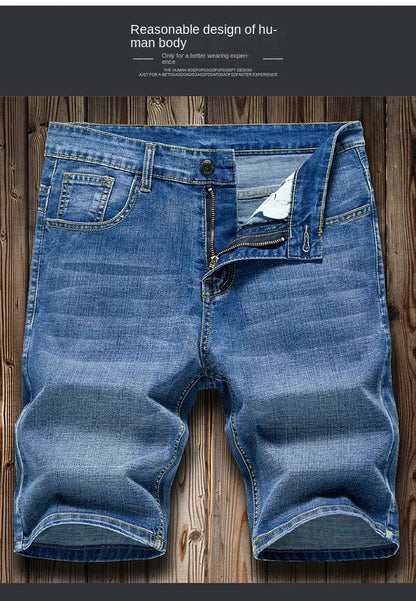 2026 Summer Shorts Jeans Men Denim Pants Stretch Dark Blue Fashion Design Men's Jeans Slim Straight Male Short Jeans Hombre