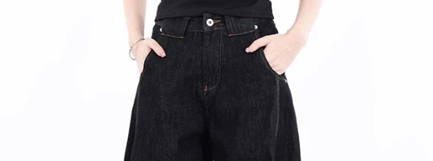 American Retro Deconstructed Bla Knife  Jeans Women's Loose Silhouette Wide Leg Floor Length Trousers Casual High Waist...