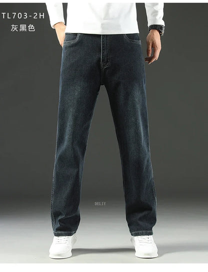 2026 New Y2K  Autumn and Winter Baggy  Jeans Men's  Loose Straight Wide-leg Business Trousers Mens Clothing