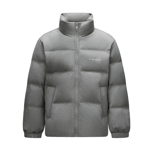 Down Jacket Men Textured Imitation Suede Stand Collar Loose 2025 Winter Man Clothing Warm Outerwear
