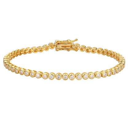 18k Plated 2mm Bubbles Moissanite Tennis Bracelet for Women Luxury Bangles 100% Sterling Silver 925 Full Diamonds Chain