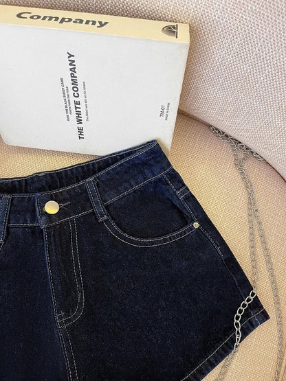 Dark Wash Denim Shorts Women's Petite Size Loose Wide Leg 2026 Summer New Casual Versatile Slim Fit Jean Shorts