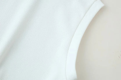 Women's Spring/Summer New Product Versatile Sleeveless Round Neck with Belt Stacked Splicing Tank Top Dress